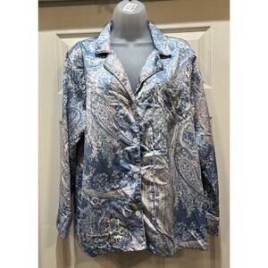Polo Ralph Lauren Blue Paisley Shirt Women sleepwear Front Pocket Large
